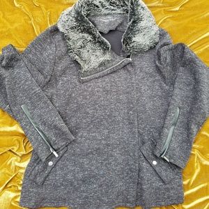 Calvin Klein cardigan with faux fur trim